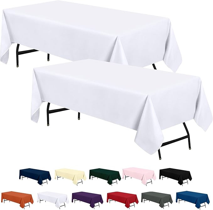 Utopia Kitchen 2 Pack Rectangle Table Cloth [90x156 Inches, White] Stain and Wrinkle Resistant Ta... | Amazon (US)