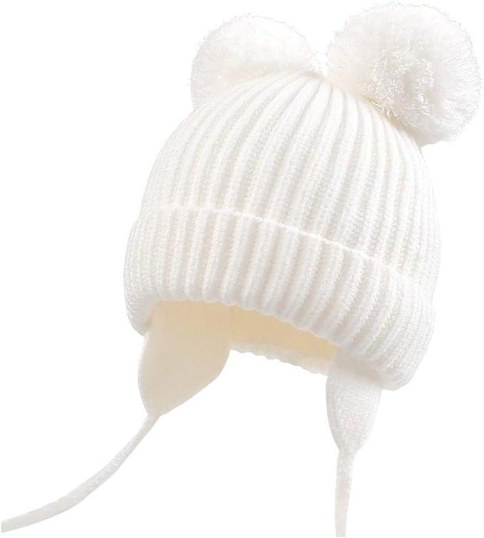 Duoyeree Kids Baby Hat Soft Warm Cable Knit Beanie Toddler Girl Fall Winter Hats | Amazon (US)