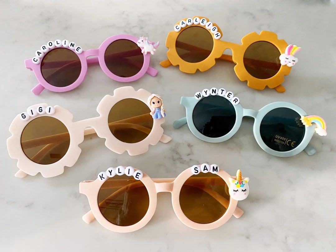 Personalized Name Unicorn Princess Sunglasses for Kids Children Toddler Babies Cute Round Pastel ... | Etsy (US)