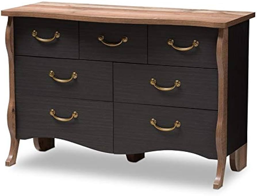 Baxton Studio Romilly Country Cottage Farmhouse Black and Oak-Finished Wood 7-Drawer Dresser | Amazon (US)