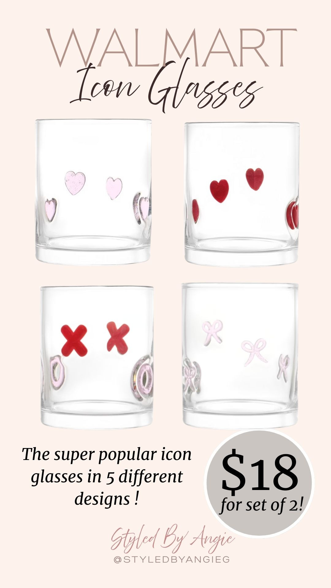 The super popular Icon glasses from Walmart come in 5 different designs and are perfect for Valentine’s Day.




Walmart icon glasses, Valentine’s Day glassware, Walmart Valentine finds, heart drinking glasses, cute drinkware, Walmart home decor, affordable Valentine decor
 

 #LTKValentine #LTKHome