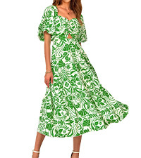 BTFBM Women Summer Dresses 2025 Casual Flowy Beach Square Neck Puff Short Sleeve Smocked Back Boh... | Amazon (US)