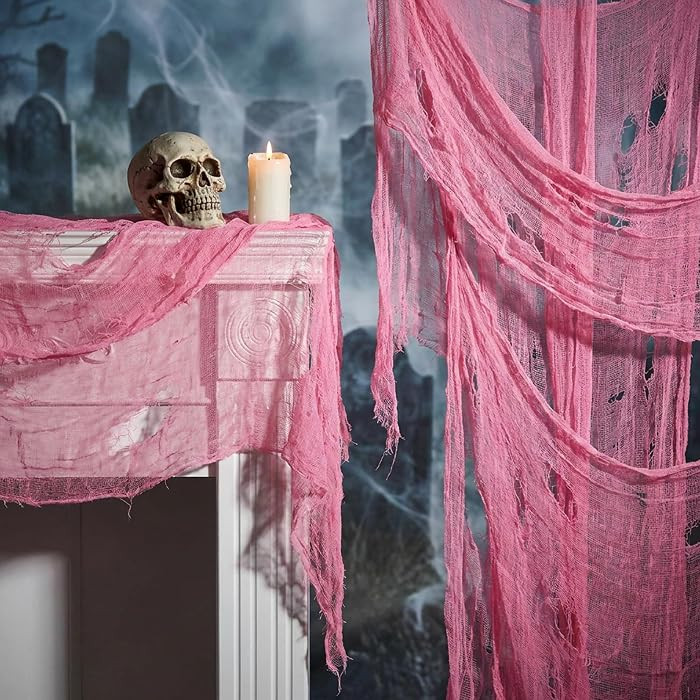 197"x71" Pink Halloween Scary Gauze, Spooky Cloth Party Decoration | Amazon (US)