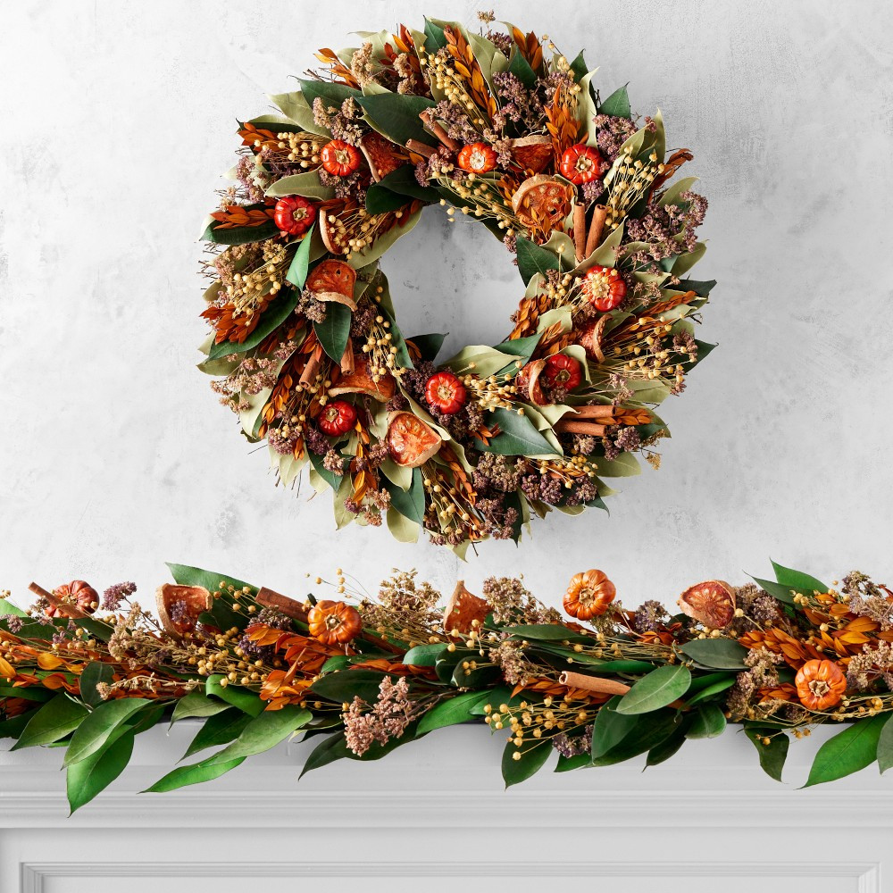 Quince and Cinnamon Stick Dried Wreath & Garland | Williams-Sonoma