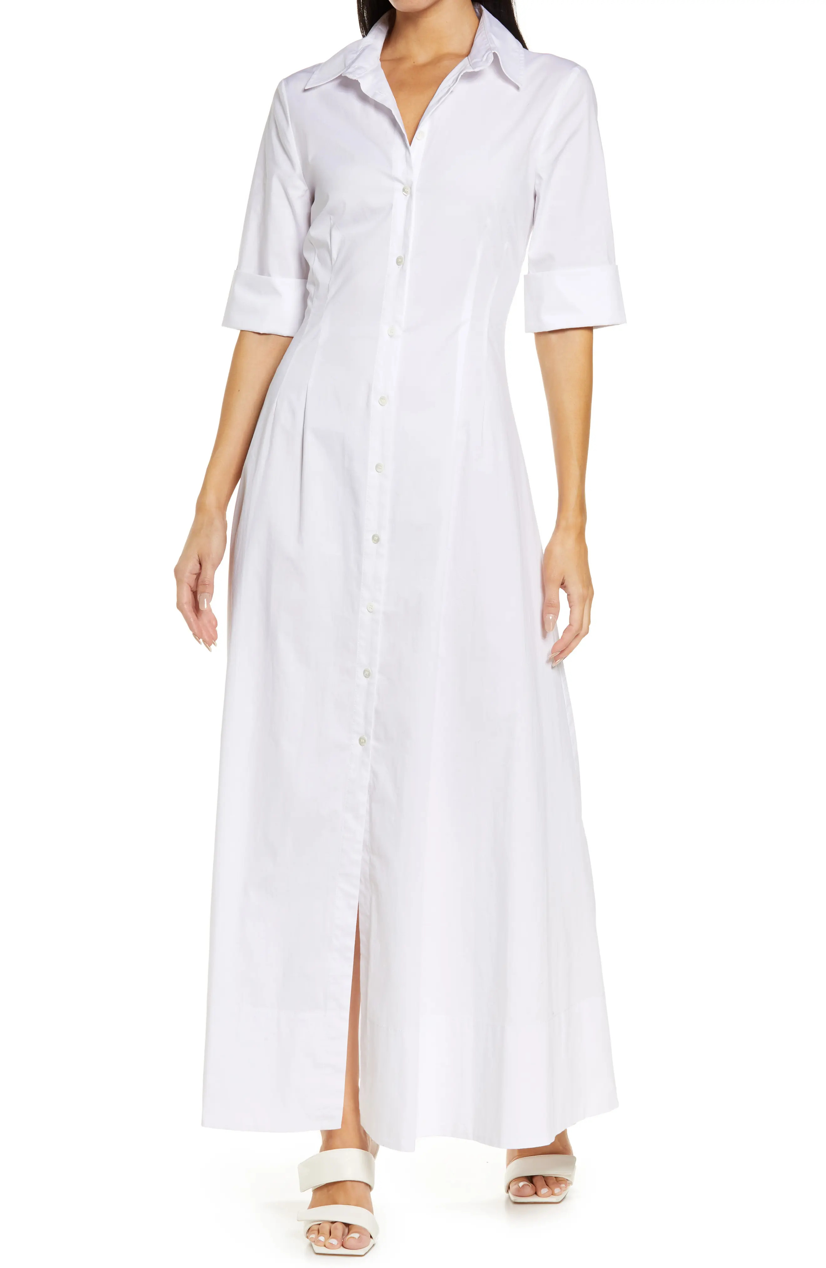 STAUD Joan A-Line Shirtdress in White at Nordstrom, Size 0 | Nordstrom