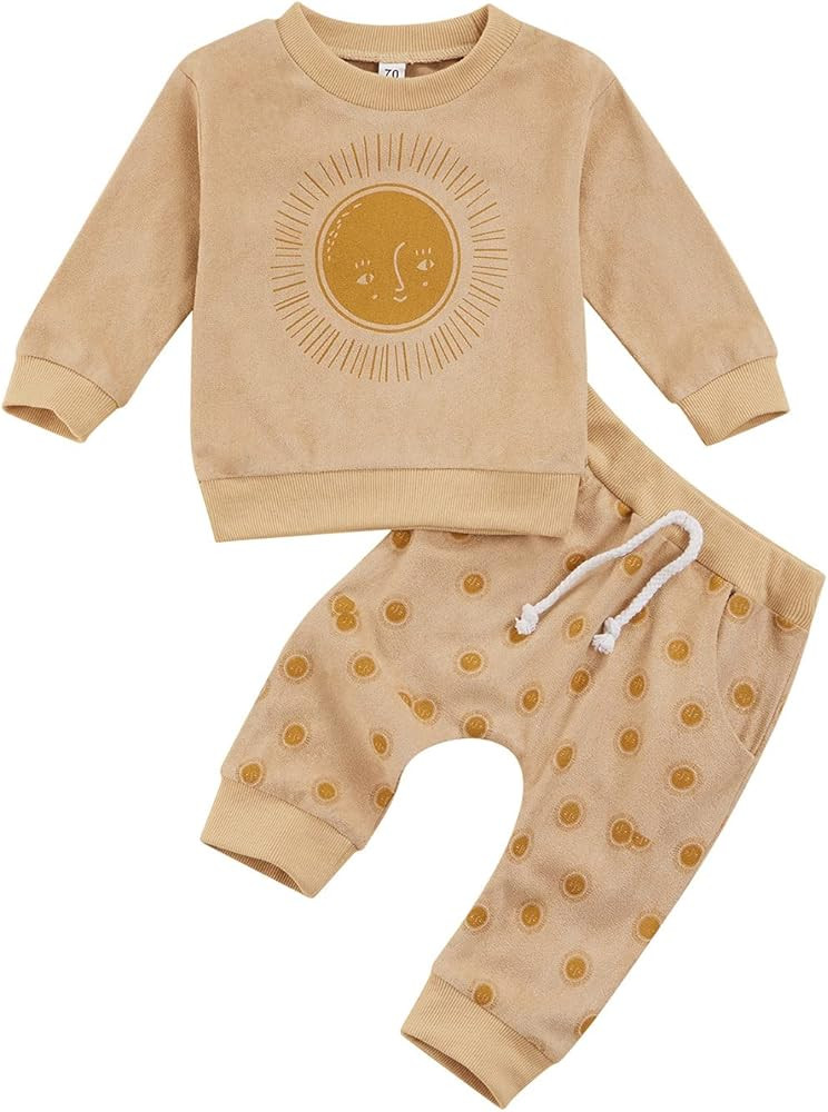 Newborn Baby Boys Clothes Sets Infant Cute Sun Print Long Sleeve Pullover Sweaters Pants Outfits Uni | Amazon (US)