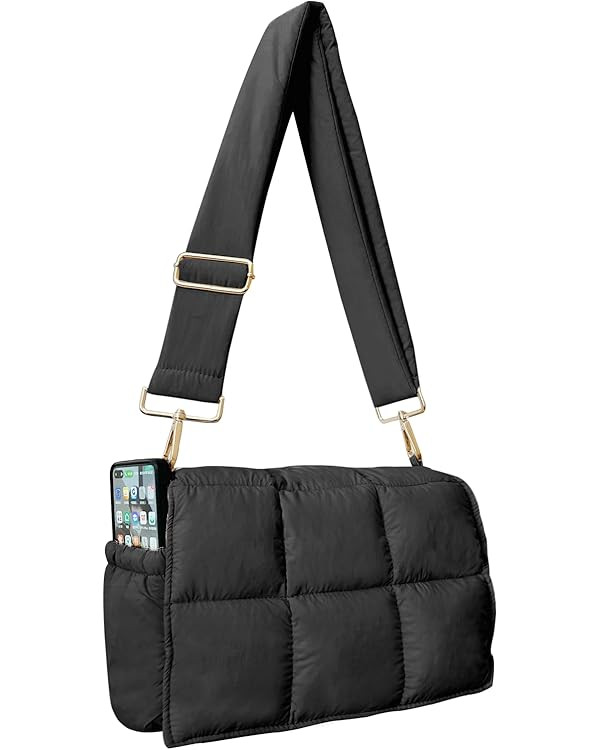 NAARIIAN Puffer Shoulder Bag Puffy Crossbody Purse Cotton Padded Quilted Handbag Designer Dupes W... | Amazon (US)