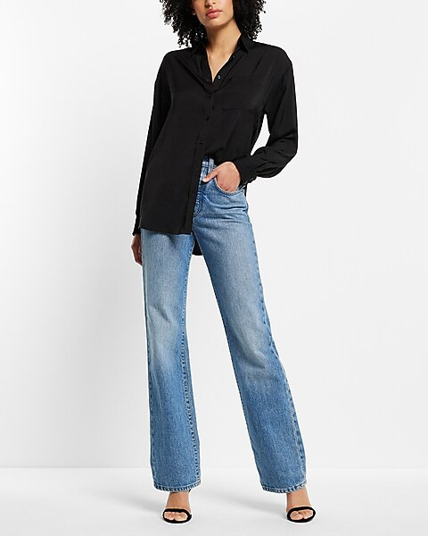 Satin Boyfriend Portofino Shirt | Express