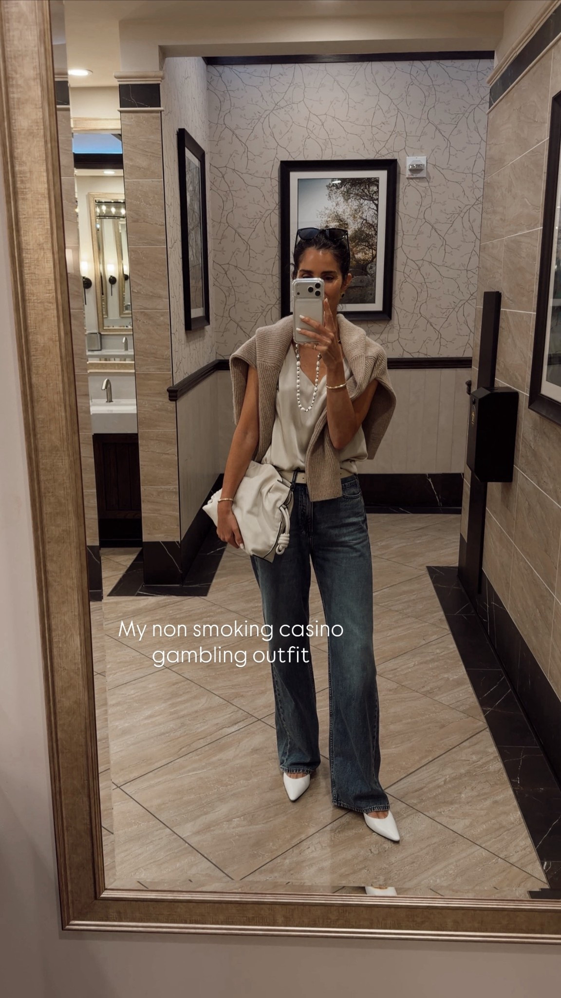 What I wore today at the casino. These jeans are so comfortable! 10/10. (They run a little big) i’m wearing my true size here(25) but I needed a belt.  I think I might take these in for Alterations. ￼￼ 

 #LTKootd #LTKSeasonal #LTKOver40