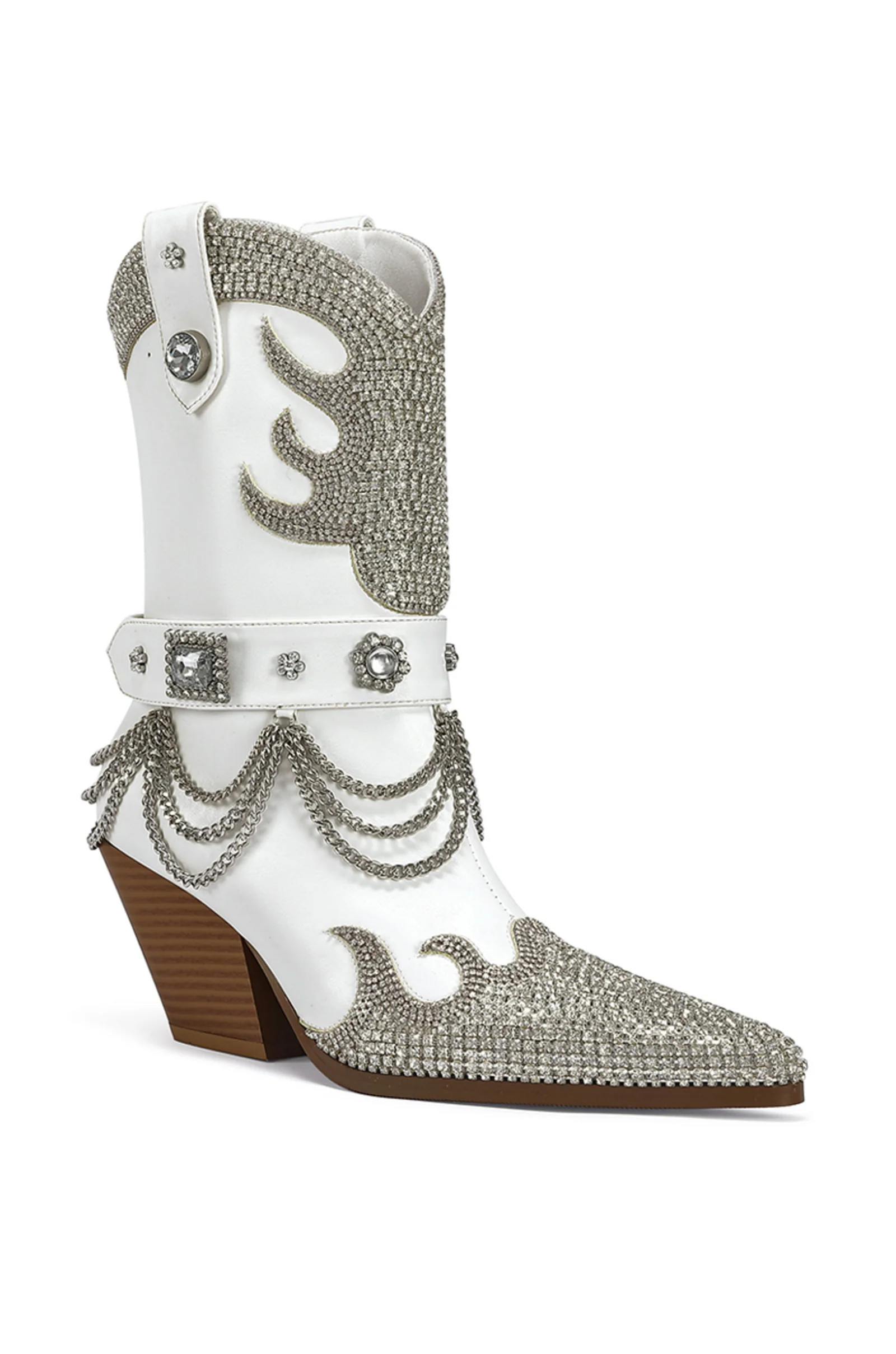 BRAMWELL-WHITE WESTERN BOOTIE | Azalea Wang