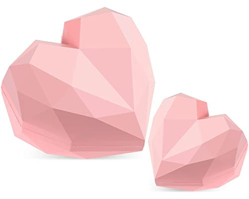 Sawysine 2 Pcs Heart Shaped Gift Box with Raffia Valentine Hearts Treat Box with Lids for Valentine Gift Anniversary Bridesmaid Proposal Wedding Christmas(Pink) | Amazon (US)