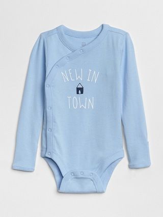 Gap Baby Graphic Long Sleeve Bodysuit Cerulean  Blue Size 12-18 M | Gap US