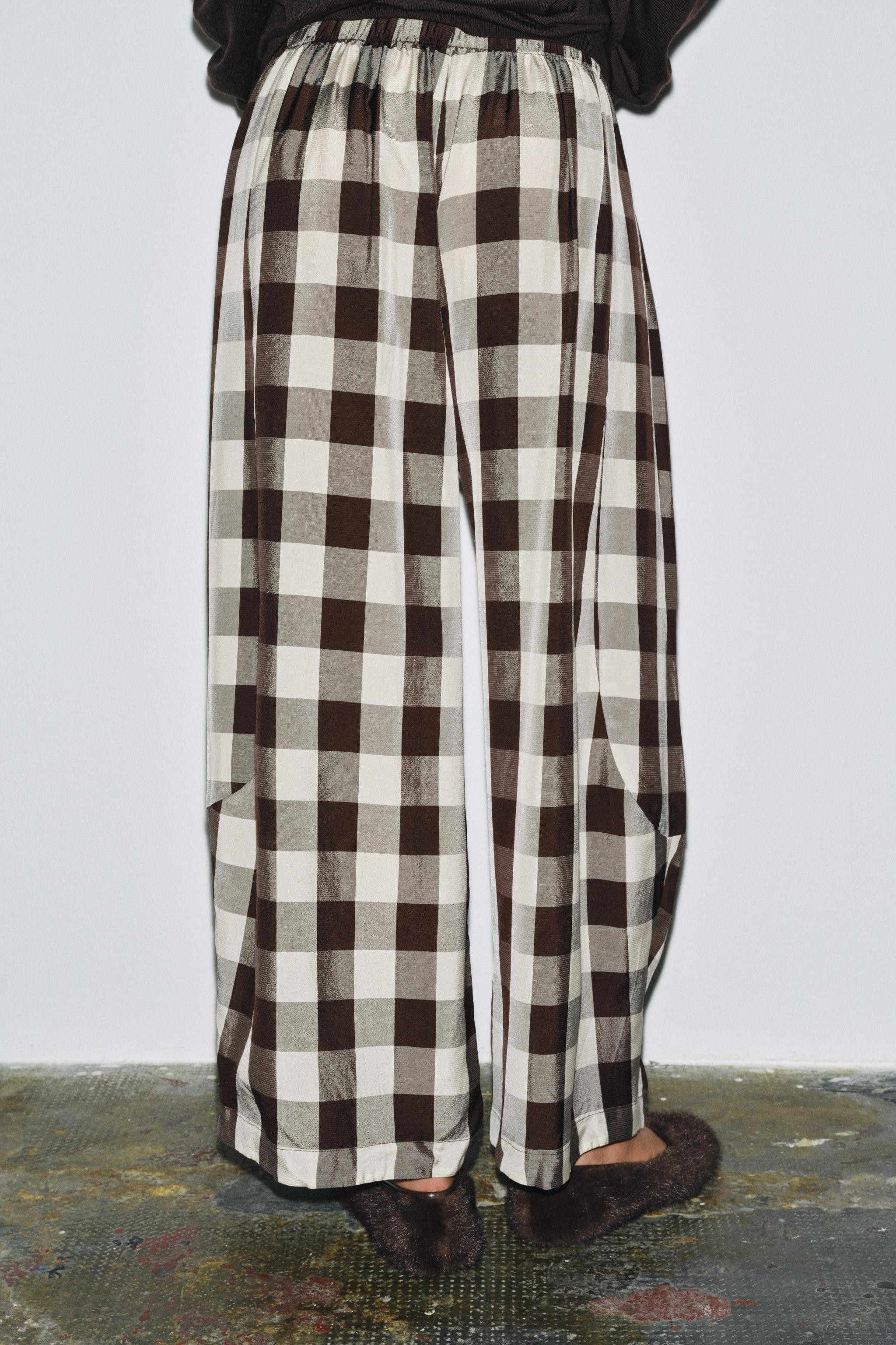 ZW COLLECTION GINGHAM CHECK TROUSERS | Zara UK
