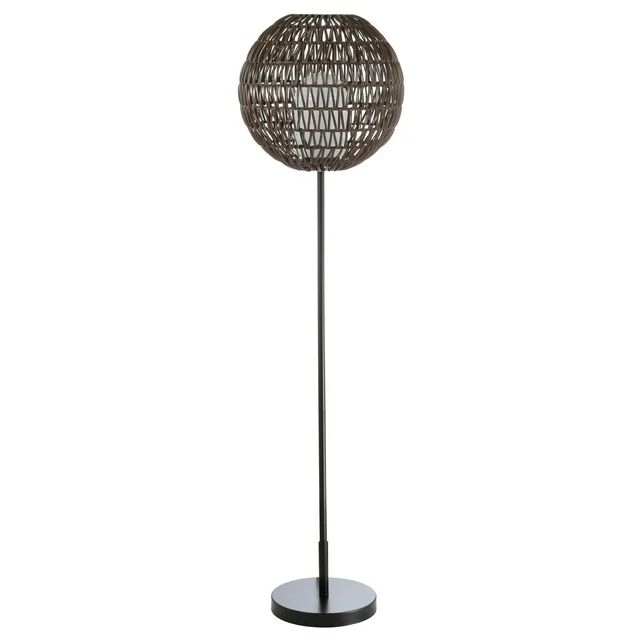 Bea 61" Outdoor Woven Globe LED Floor Lamp, Coffee/Black | Walmart (US)