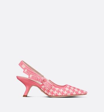 J'Adior Slingback Pump Peony Pink Cotton Embroidery with Micro Houndstooth Motif | DIOR | Dior Beauty (US)