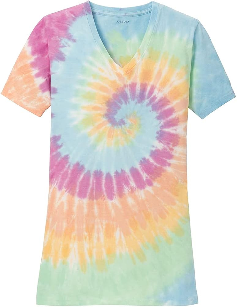 Joe's USA Koloa Ladies Colorful Tie-Dye V-Neck Tees in 10 Colors Sizes: XS-4XL | Amazon (US)