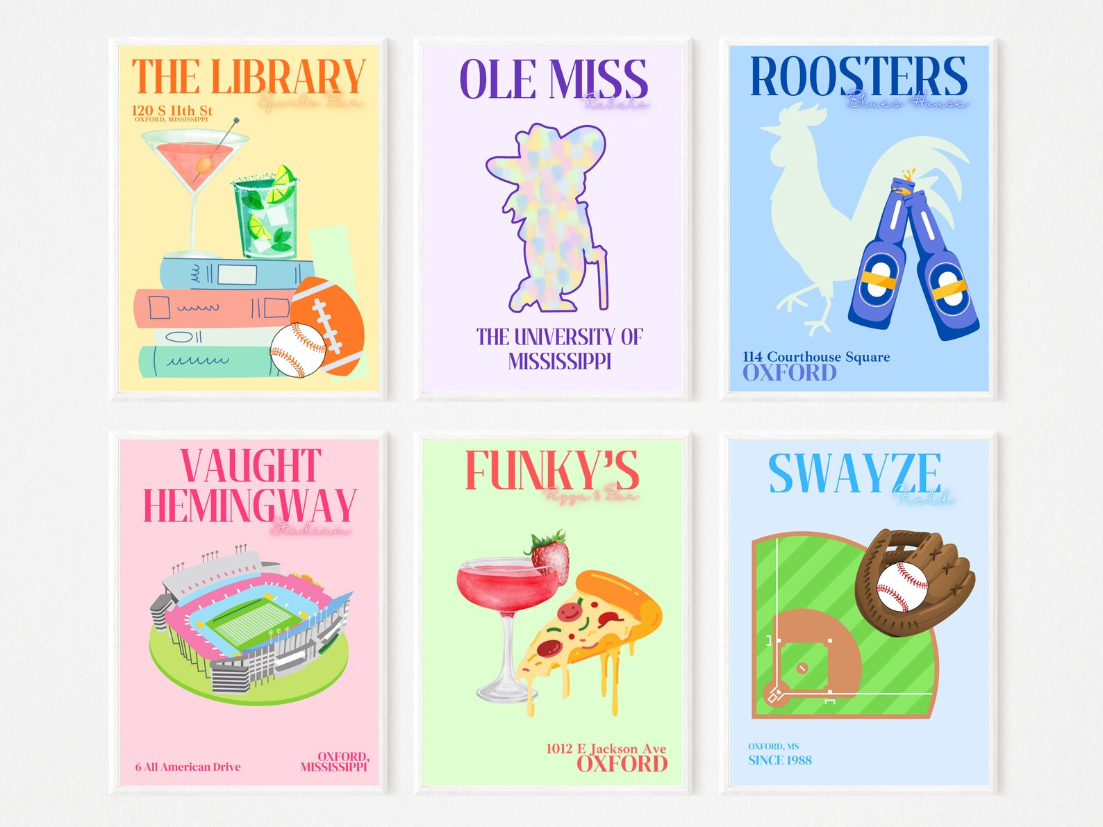 Updated Ole Miss University of Mississippi Preppy Digital Prints SET OF 6 - Etsy | Etsy (US)