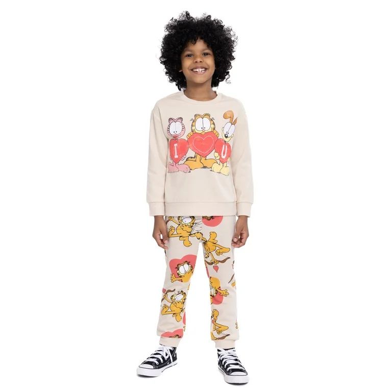 Toddler Garfield Valentine’s Day Crewneck Sweatshirt and Joggers Set, 2-Piece, Sizes 12M-5T | Walmart (US)