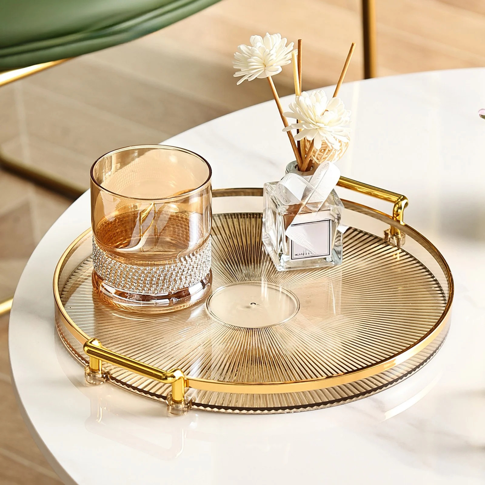 Isvgxsz Decorative Serving Tray Round: Farmhouse Coffee Table Tray for Centerpiece Rustic Washed ... | Walmart (US)