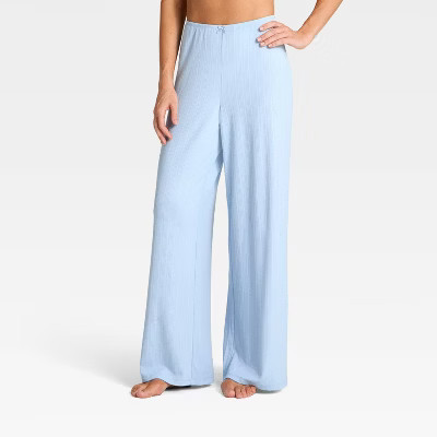 Women's Variegated Ribbed Pajama Pants - Auden™ Blue M | Target