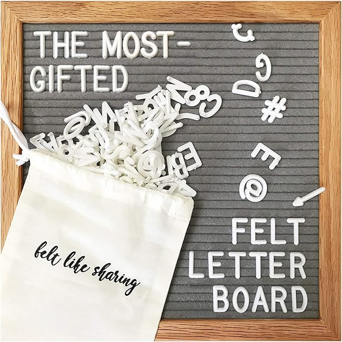 Gray Felt Letter Board 10x10 Inches. Changeable Letter Boards Include 300 White Plastic Letters a... | Amazon (US)