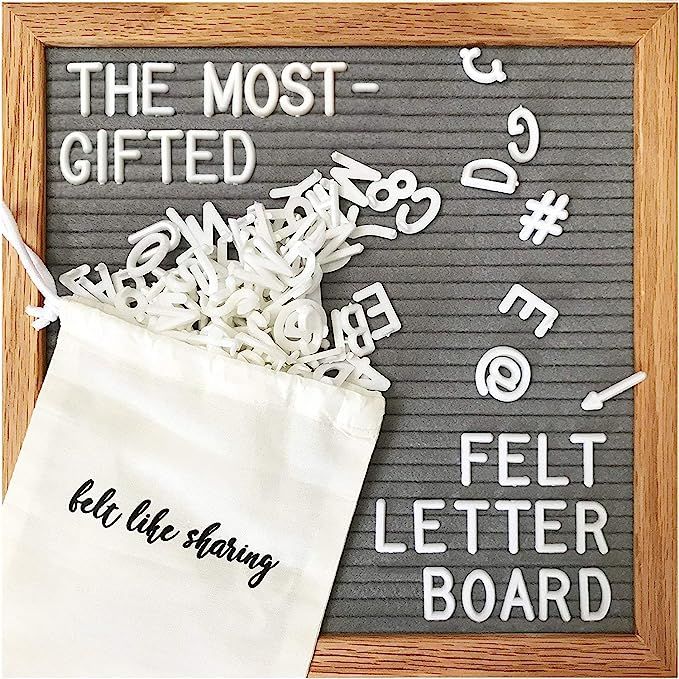 Gray Felt Letter Board 10x10 Inches. Changeable Letter Boards Include 300 White Plastic Letters a... | Amazon (US)