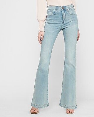 High Waisted Light Wash Slim Flare Jeans, Women's Size:4 Petite | Express