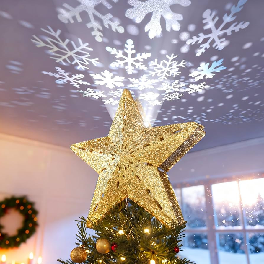 DG-Direct Christmas Tree Topper Lighted Star [Gold],3D Hollow Sparkling Star Christmas Tree Toppe... | Amazon (US)