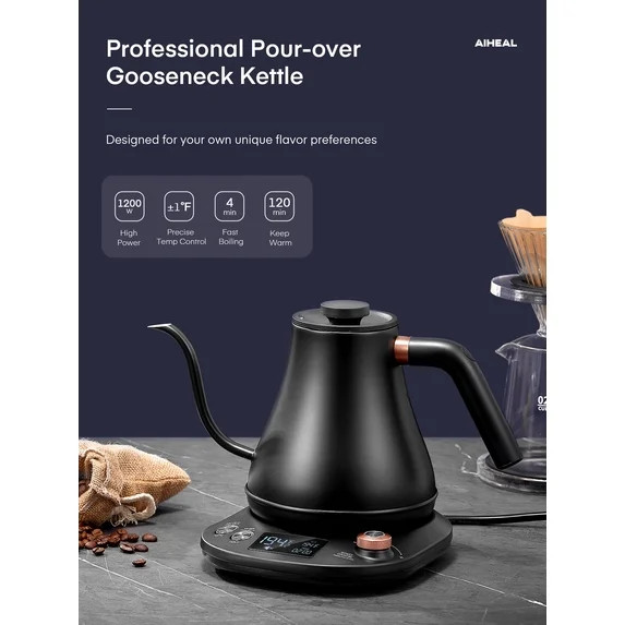 Electric Gooseneck Kettle Temperature Control, Pour Over Electric Kettle for Coffee and Tea, 100%... | Walmart (US)