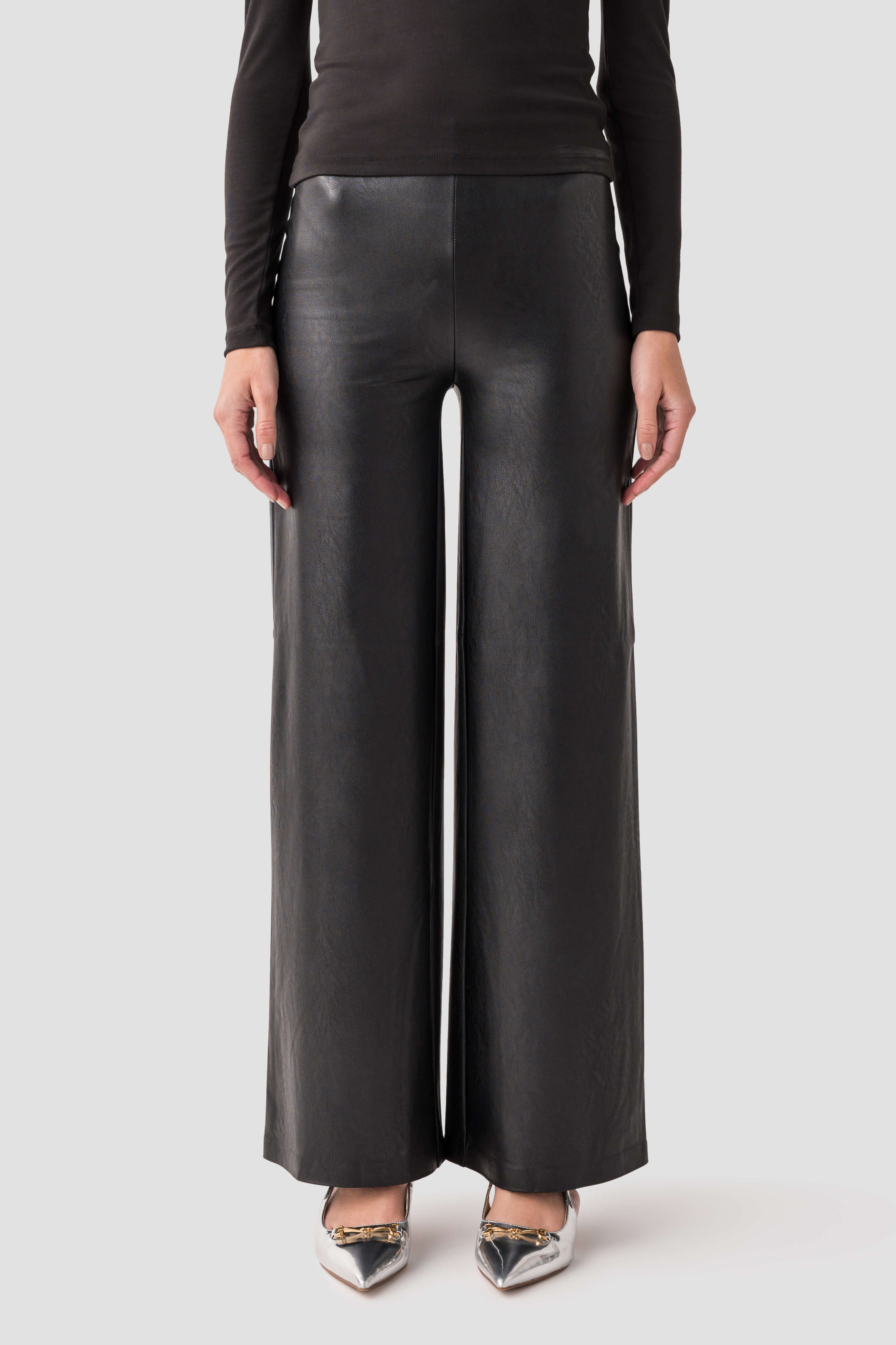 RD Style Wide Leg Leather Leggings | Social Threads