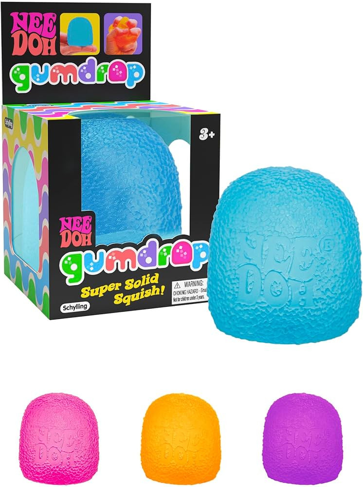 Schylling NeeDoh Gumdrop - Textured Sensory Toy with Super Solid Squish - 2.5" Tall - Colors May ... | Amazon (US)