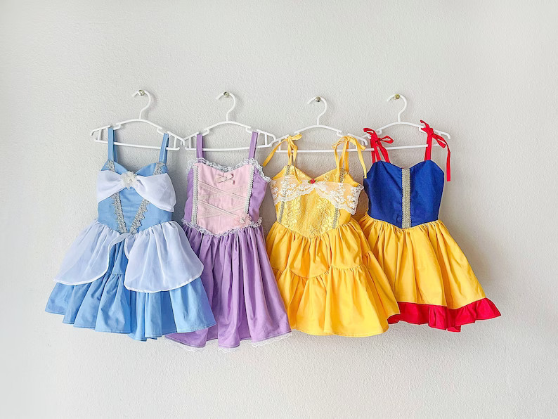 Princess Dress Belle Rapunzel Snow White Cinderella Mulan Toddler Birthday Dress Baby Girl Dress ... | Etsy (US)
