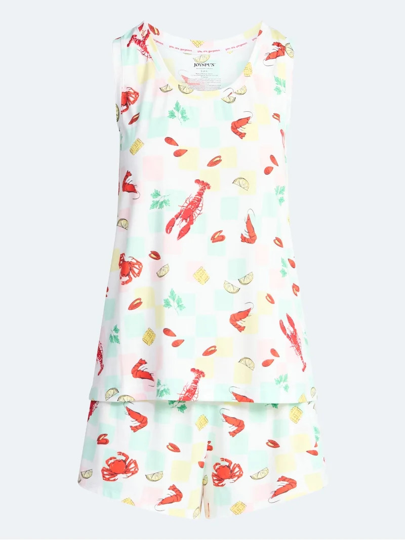 Joyspun Women's Tank Top and Shorts Pajama Set, 2-Piece, Sizes XS-3X | Walmart (US)