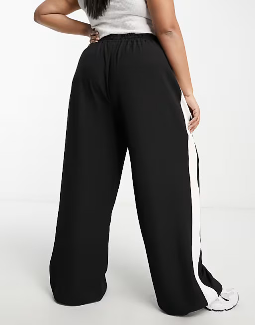 ASOS DESIGN Curve pull on pants with contrast panel in black | ASOS (Global)