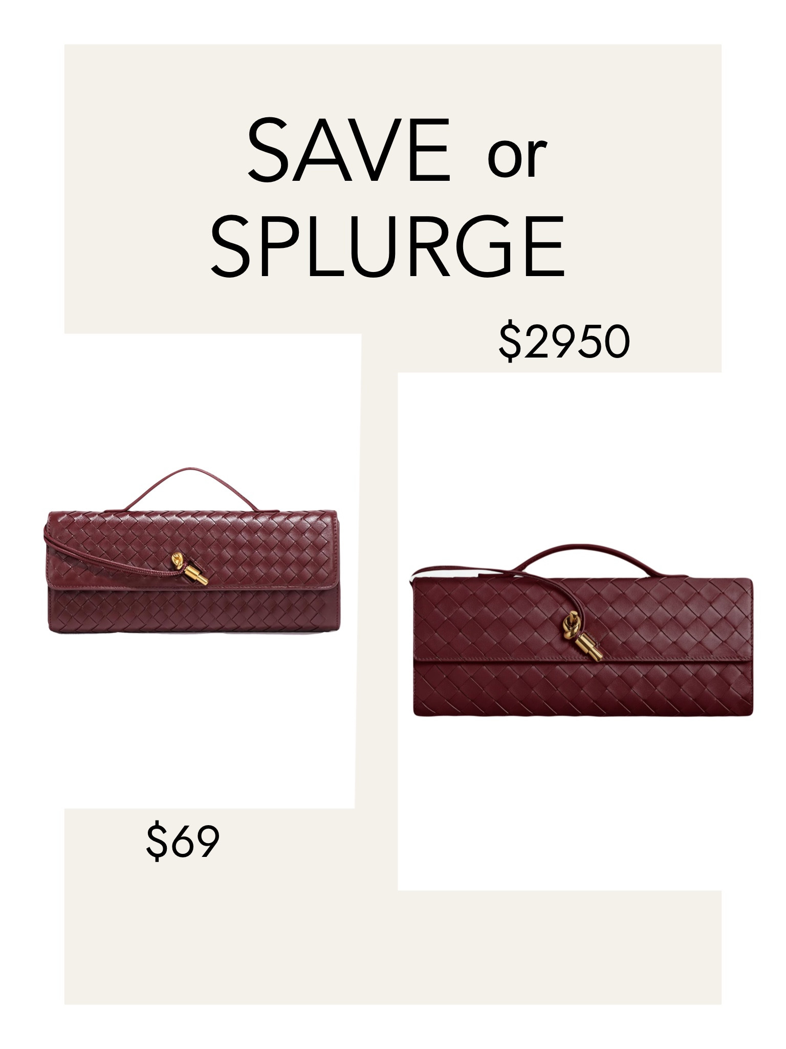 Save or Splurge on designer handbags. 

#LTKStyleTip #LTKItBag #LTKFindsUnder100