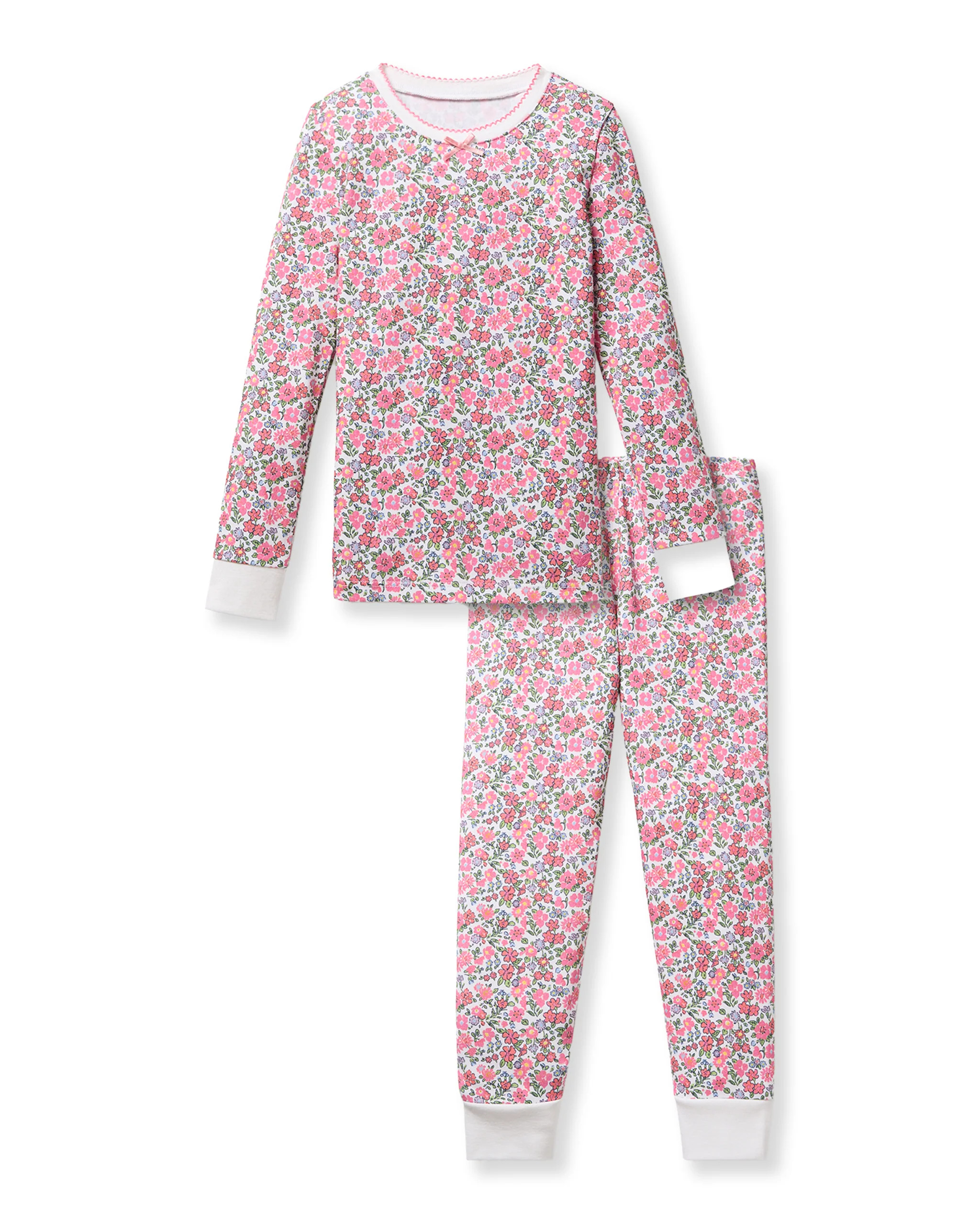 Kid's Pima Snug Fit Pajama Set in Fleurs de Rose | Petite Plume