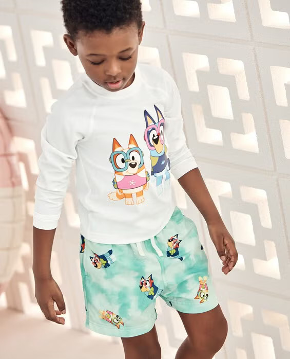 Boys' Bluey Swim Trunks, Bluey Pool in 100% Recycled Poly - Size Little Kids 6-7 by Hanna Andersson | Hanna Andersson