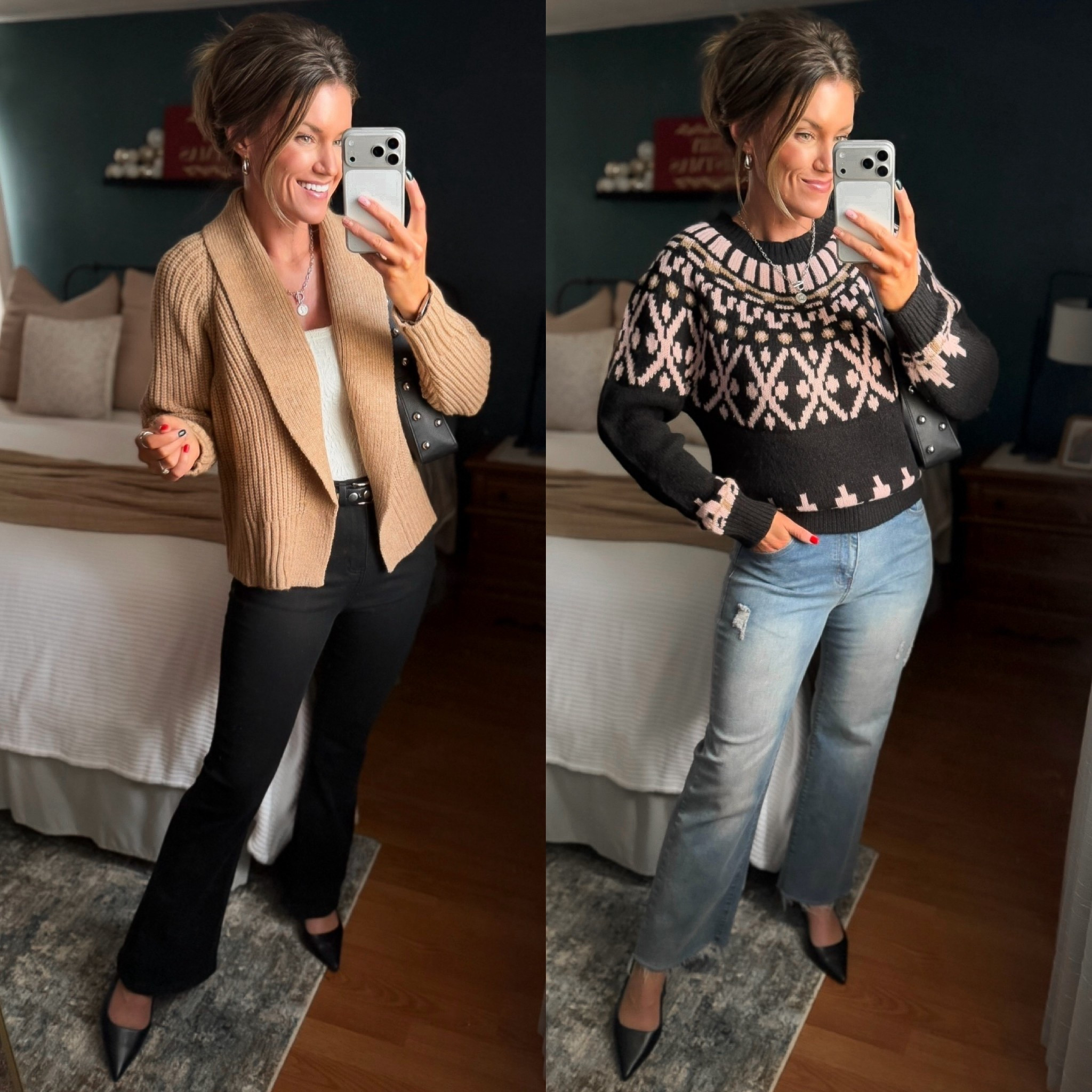 Amazon new arrivals. 
Tank/medium 
Sweaters / small
Black jeans/ 10
Jeans/8


#LTKHoliday #LTKSeasonal