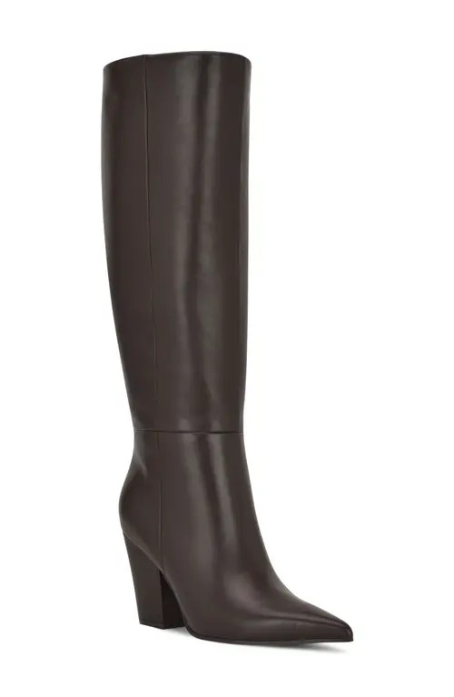 Nine West Adera Pointed Toe Knee High Boot in Dark Brown at Nordstrom, Size 8.5 | Nordstrom