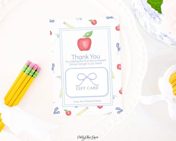 Dinner for Teacher 1st Day of School Gift Card Holder | Printable | Teacher First Day of School G... | Etsy (US)