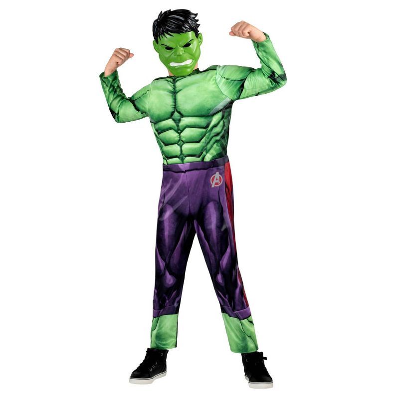 Kids' Marvel Hulk Muscle Chest Halloween Costume Jumpsuit with Mask | Target
