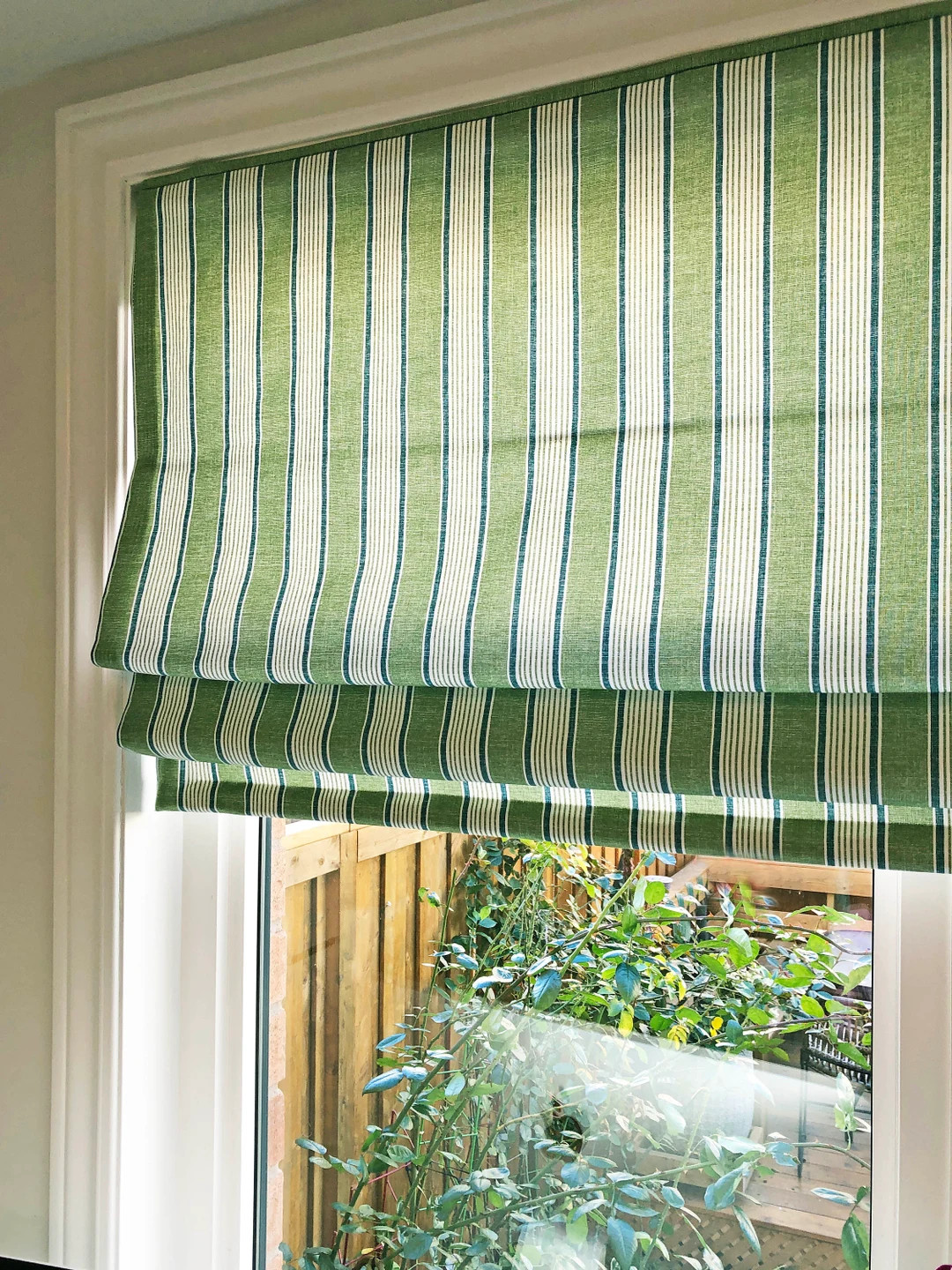 Custom Order: Relaxed Roman Shades , With Chain Mechanism, Greenery Stripe by Spoonflower, Window... | Etsy (US)