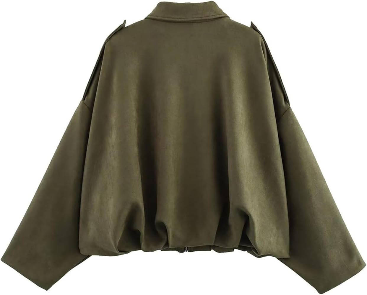 Womens Faux Suede Bomber Jacket Casual Lightweight Batwing Long Sleeve Oversized Coat Streetwear ... | Amazon (US)