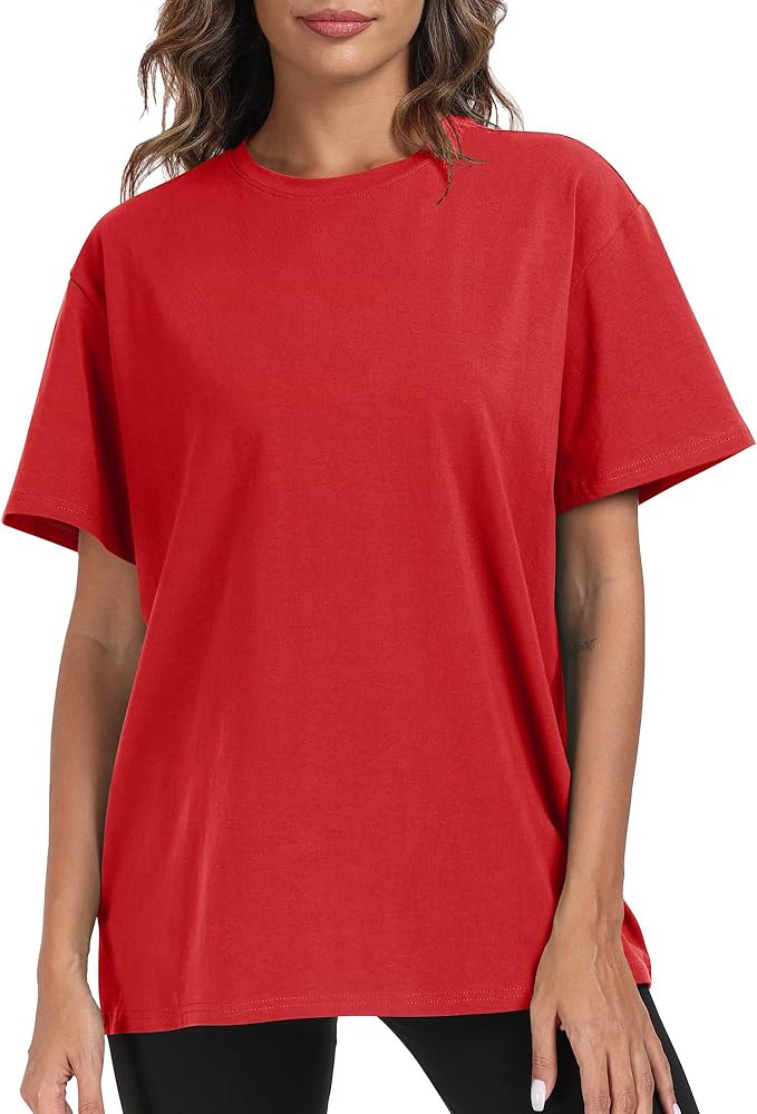 PRIMODA Womens Oversized Short Sleeve T Shirts Trendy Crew Neck Loose Workout Tee Casual Summer T... | Amazon (US)