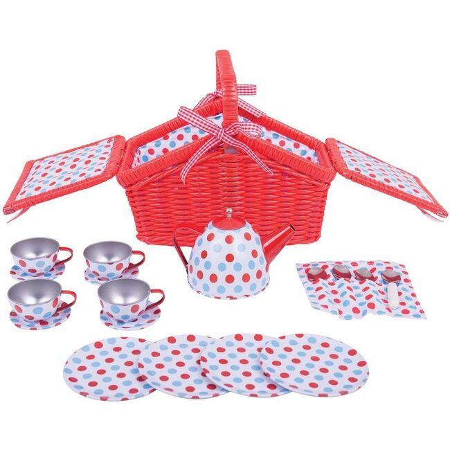 Polka Dot Basket Tea Set | Maisonette