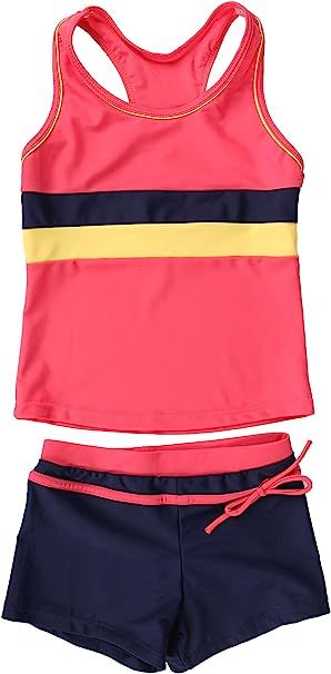 JerrisApparel Little Girls' Summer Two Piece Boyshort Tankini Kids Swimsuit | Amazon (US)