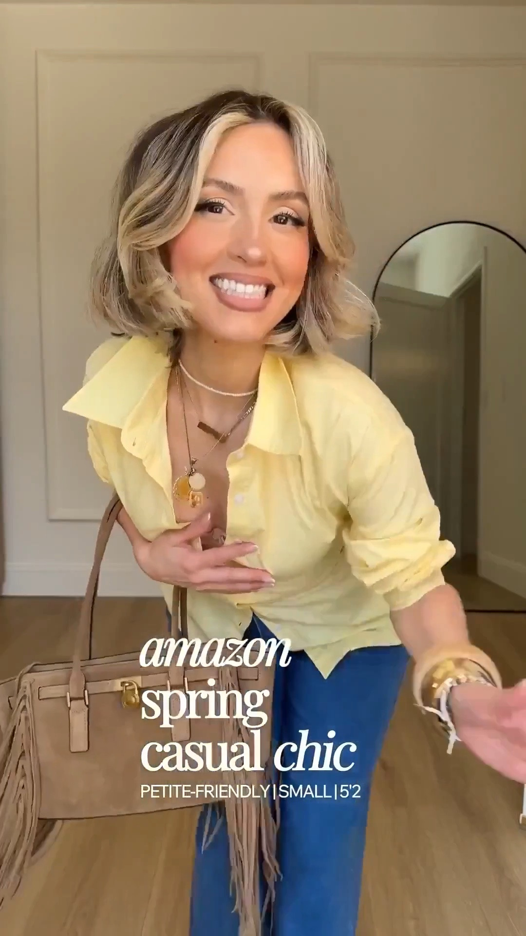 Amazon early spring casual chic outfits ✨🥰

Size small in tops 
Small or size 4 in jeans - both have excellent stretch! 
XS in dress

#LTKgrwm #LTKootd #LTKPetite