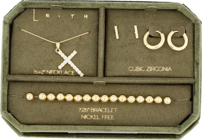 Leith Pave Crystal Pendant Necklace, Earrings & Bracelet Set | Nordstromrack | Nordstrom Rack