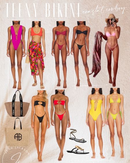 Teeny bikini 
Full piece swimsuit 
Beach bags
Summer sandals 

#LTKswim #LTKtravel #LTKSeasonal
