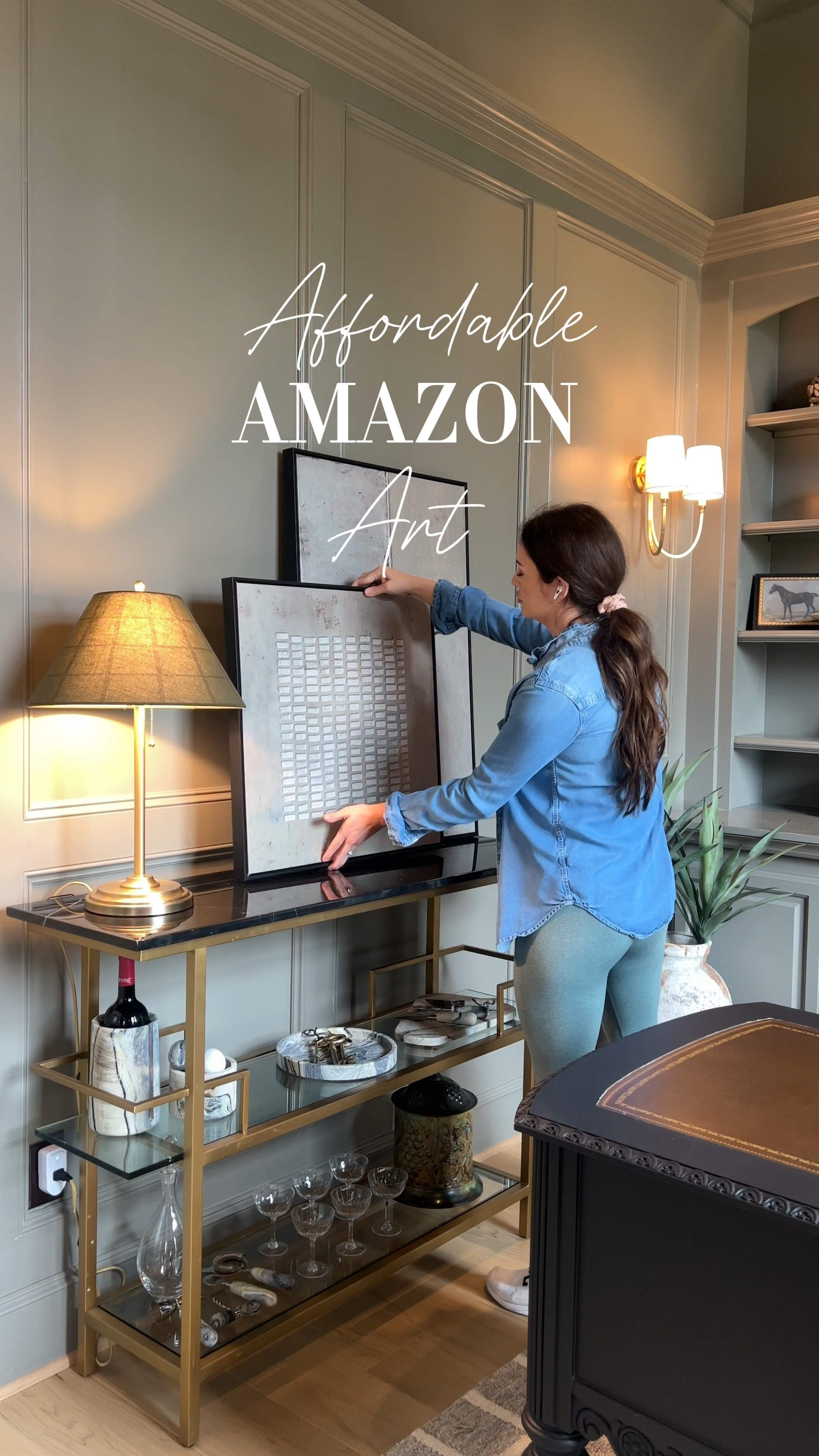 Amazon Art and Target lamp. Each piece is under $100! My bar cart is the Marquee cart from Mitchell Gold and Bob Williams 

#LTKfamily #LTKfindsunder100 #LTKhome